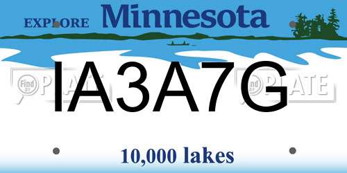 IA3A7G Minnesota License Plate