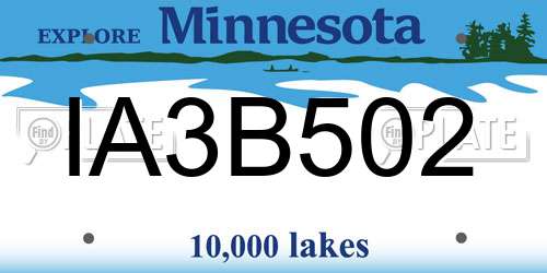 IA3B502 Minnesota License Plate