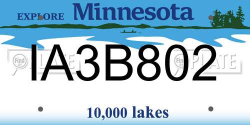 IA3B802 Minnesota License Plate