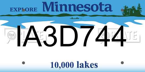 IA3D744 Minnesota License Plate