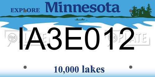 IA3E012 Minnesota License Plate