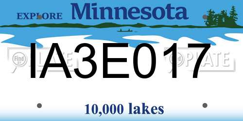 IA3E017 Minnesota License Plate
