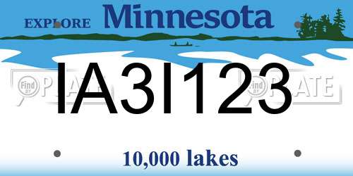 IA3I123 Minnesota License Plate