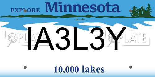 IA3L3Y Minnesota License Plate