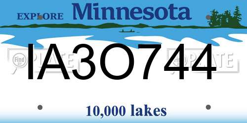 IA3O744 Minnesota License Plate