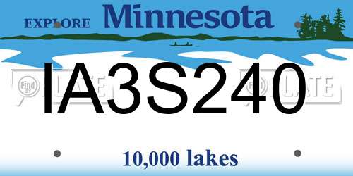 IA3S240 Minnesota License Plate