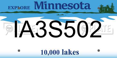 IA3S502 Minnesota License Plate