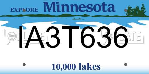 IA3T636 Minnesota License Plate