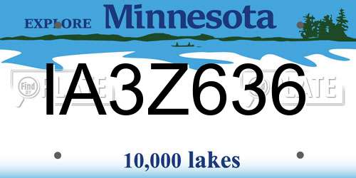 IA3Z636 Minnesota License Plate