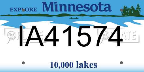 IA41574 Minnesota License Plate