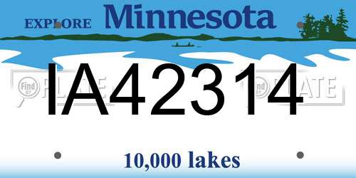 IA42314 Minnesota License Plate