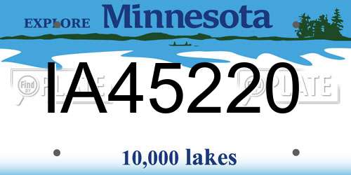 IA45220 Minnesota License Plate