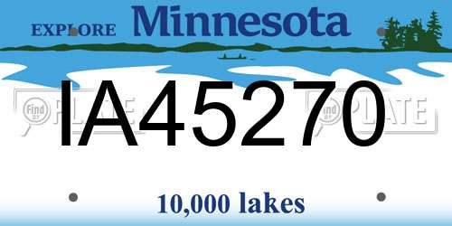 IA45270 Minnesota License Plate