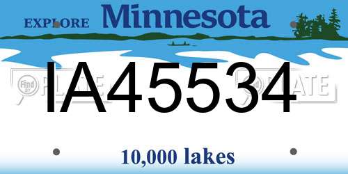 IA45534 Minnesota License Plate