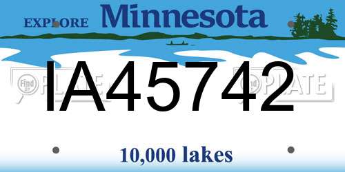 IA45742 Minnesota License Plate