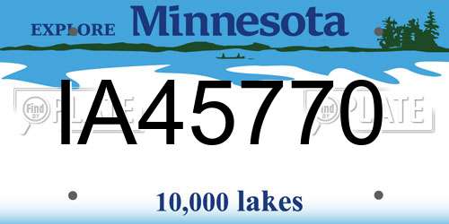 IA45770 Minnesota License Plate