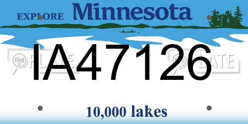 IA47126 Minnesota License Plate