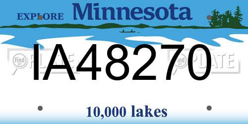 IA48270 Minnesota License Plate