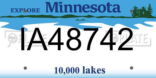 IA48742 Minnesota License Plate