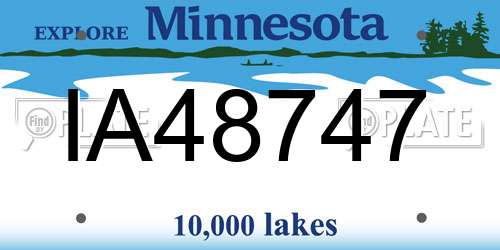 IA48747 Minnesota License Plate