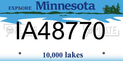 IA48770 Minnesota License Plate