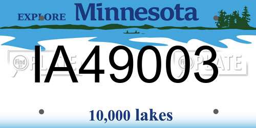 IA49003 Minnesota License Plate