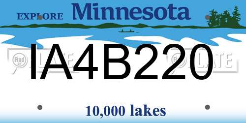 IA4B220 Minnesota License Plate
