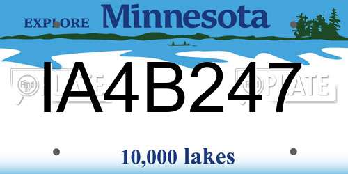 IA4B247 Minnesota License Plate