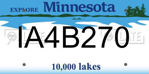 IA4B270 Minnesota License Plate