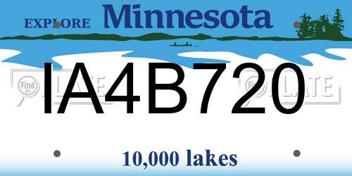IA4B720 Minnesota License Plate