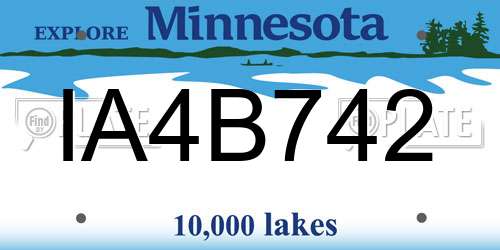 IA4B742 Minnesota License Plate