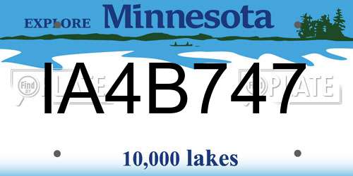 IA4B747 Minnesota License Plate