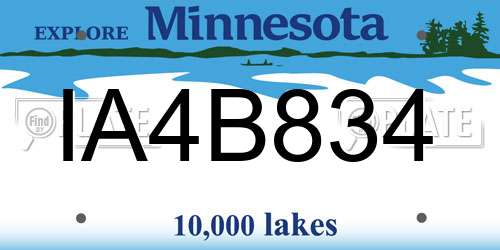 IA4B834 Minnesota License Plate
