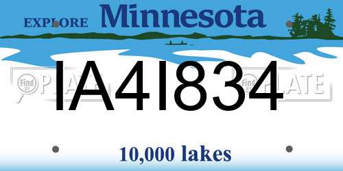 IA4I834 Minnesota License Plate