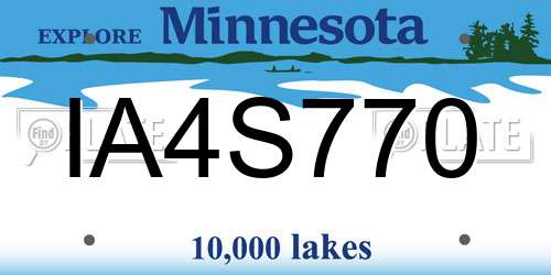 IA4S770 Minnesota License Plate