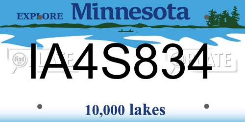 IA4S834 Minnesota License Plate
