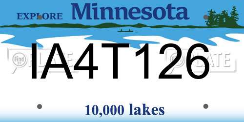 IA4T126 Minnesota License Plate