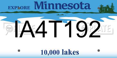 IA4T192 Minnesota License Plate
