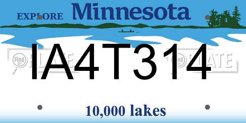 IA4T314 Minnesota License Plate