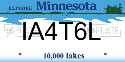 IA4T6L Minnesota License Plate