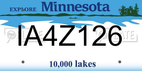 IA4Z126 Minnesota License Plate