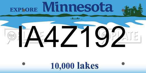 IA4Z192 Minnesota License Plate