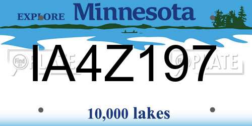 IA4Z197 Minnesota License Plate
