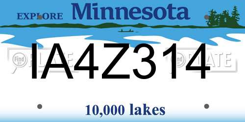 IA4Z314 Minnesota License Plate