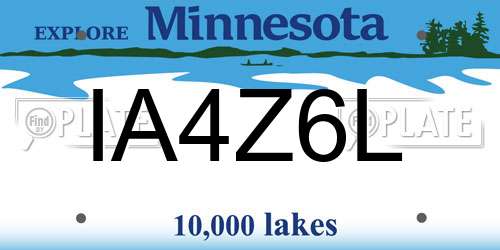 IA4Z6L Minnesota License Plate