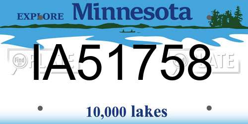 IA51758 Minnesota License Plate