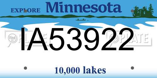 IA53922 Minnesota License Plate