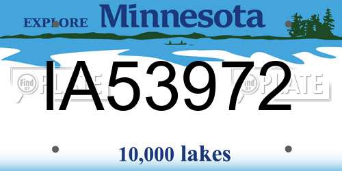 IA53972 Minnesota License Plate