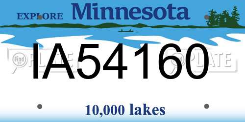 IA54160 Minnesota License Plate