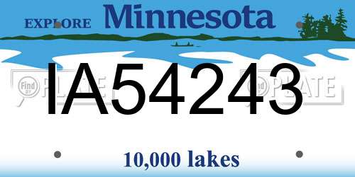 IA54243 Minnesota License Plate